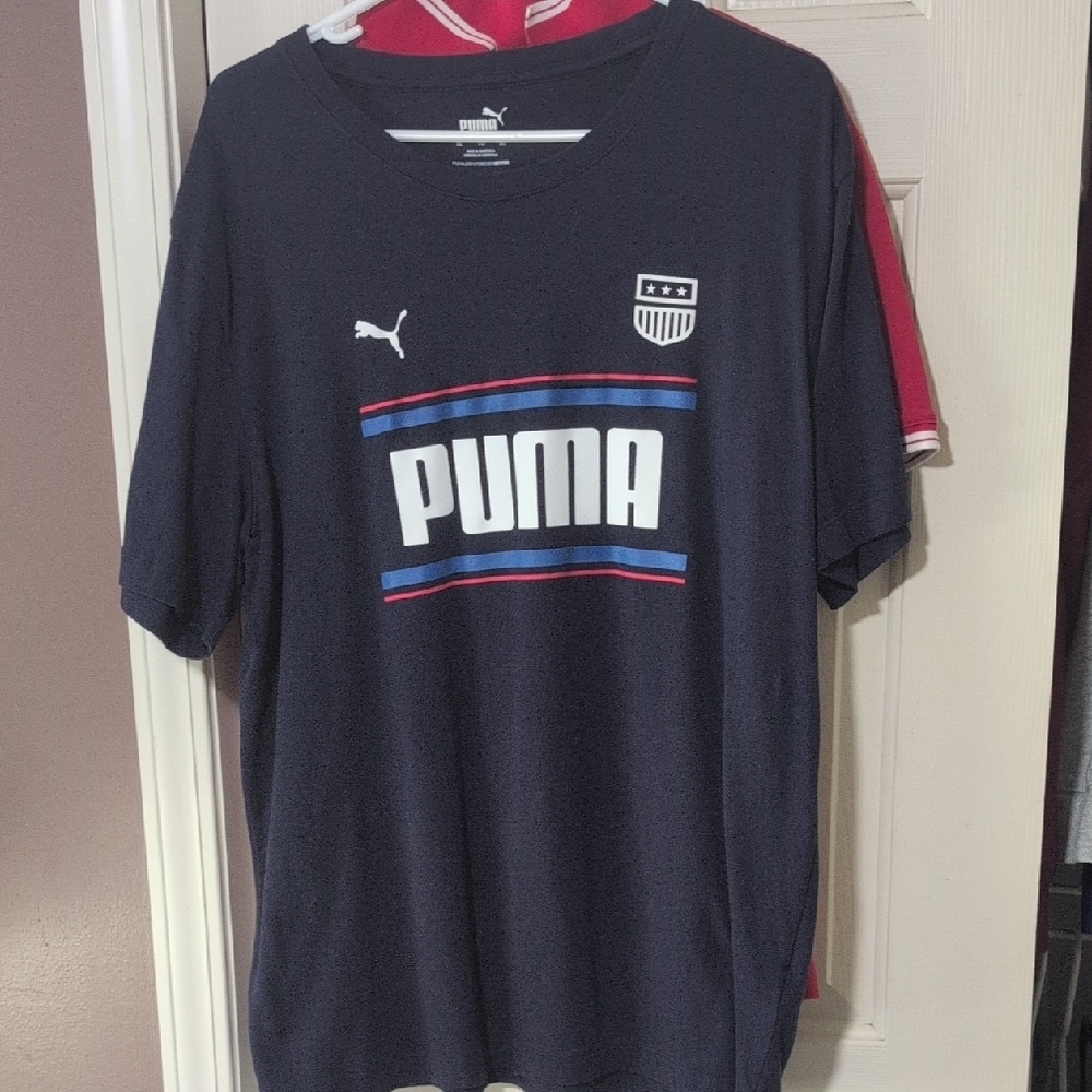 Puma Blue Short Sleeve Tee with Logo